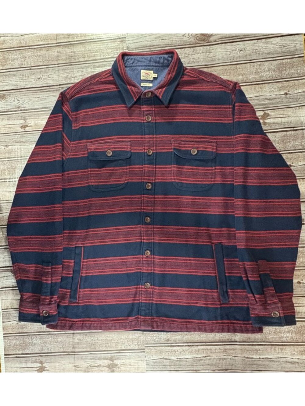 FAHERTY  Yukon Brushed Work Shirt overshirt size XL color Carmine Striped Red